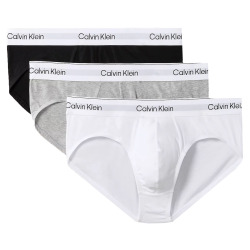 Lot de 3 Slips Icon Coton Noir - Blanc - Gris Chiné Calvin Klein