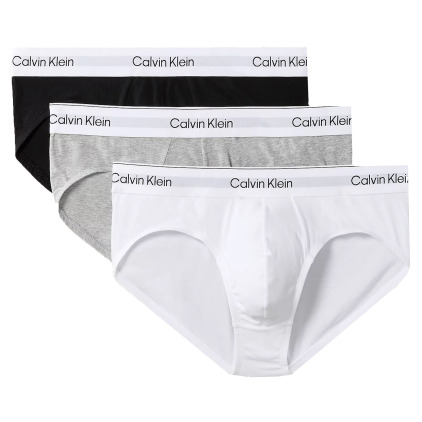 Lot de 3 Slips Icon Coton Noir - Blanc - Gris Chiné Calvin Klein