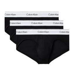 Lot de 3 Slips Icon Coton Noir avec Ceinture Contrastée Calvin Klein