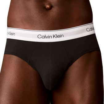 Lot de 3 Slips Icon Coton Noir avec Ceinture Contrastée Calvin Klein