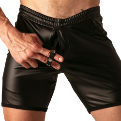 Absolu Male Master Ring Zipped Shorts - Black