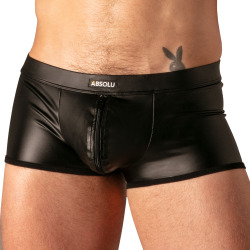Absolu Male Master Ring Zipped Trunks - Black
