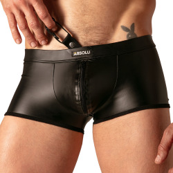 Absolu Male Master Ring Zipped Trunks - Black