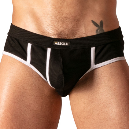 Absolu Male Rib Open Briefs - Black