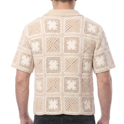 Frilivin Granny Square Shirt - Beige