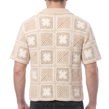 Frilivin Granny Square Shirt - Beige
