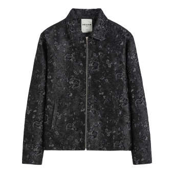 Veste Jacquard Roses Noire Frilivin