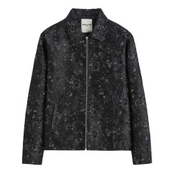 Veste Jacquard Roses Noire Frilivin