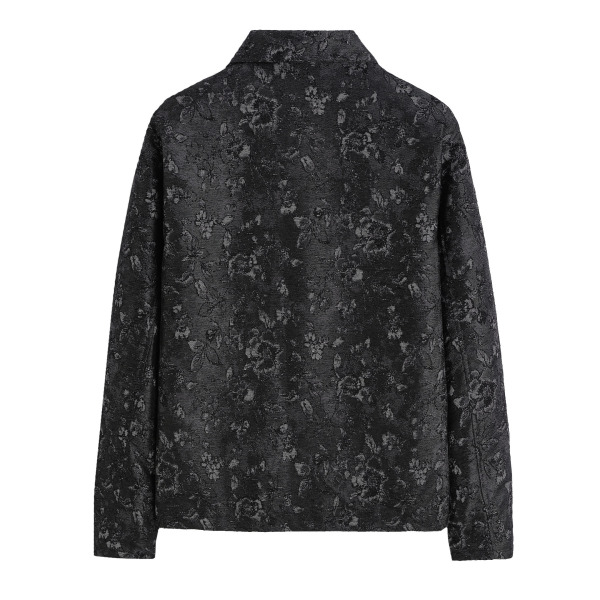 Veste Jacquard Roses Noire Frilivin
