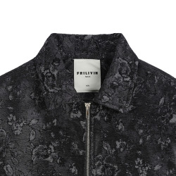 Veste Jacquard Roses Noire Frilivin