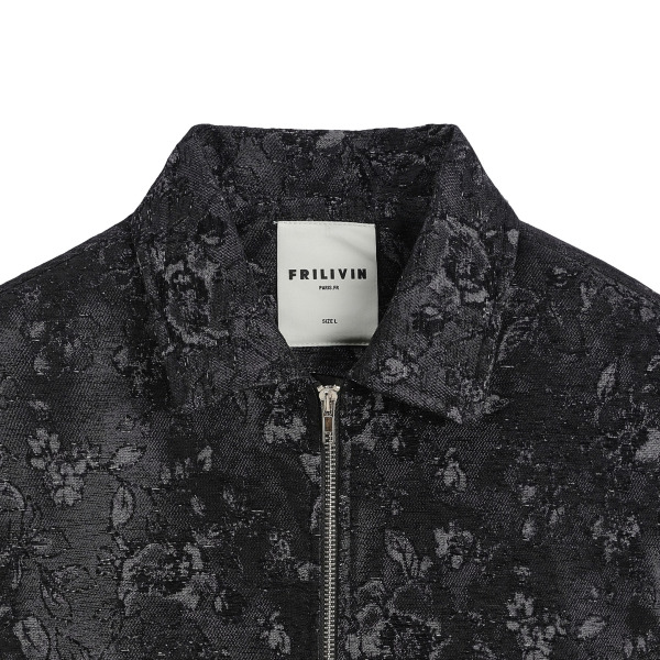 Veste Jacquard Roses Noire Frilivin