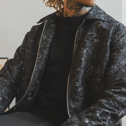 Frilivin Roses Jacquard Jacket - Black
