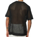 Frilivin Openwork Knit Polo Shirt - Black