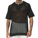 Polo Maille Ajourée Noir Frilivin