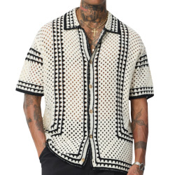Frilivin Crochet Shirt - Beige - Black