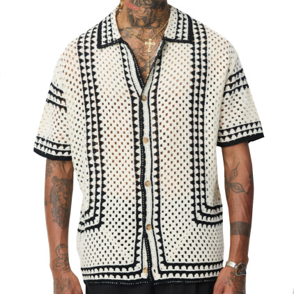 Frilivin Crochet Shirt - Beige - Black