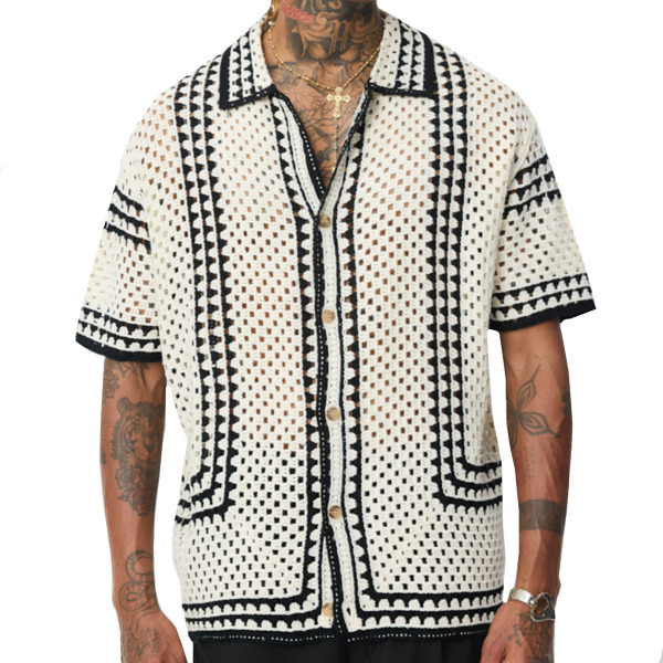 Frilivin Crochet Shirt - Beige - Black