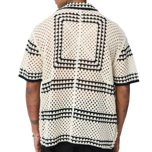 Frilivin Crochet Shirt - Beige - Black