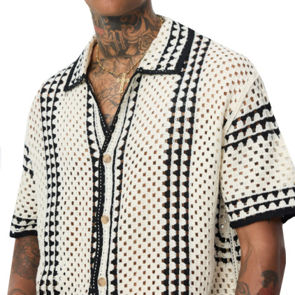 Frilivin Crochet Shirt - Beige - Black