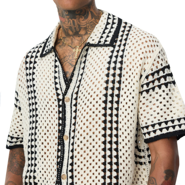 Frilivin Crochet Shirt - Beige - Black
