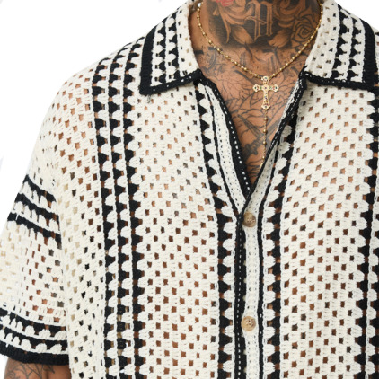 Chemisette Crochet Beige - Noir Frilivin