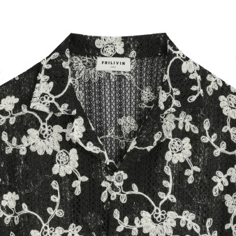 Chemisette Broderie Florale Noire Frilivin