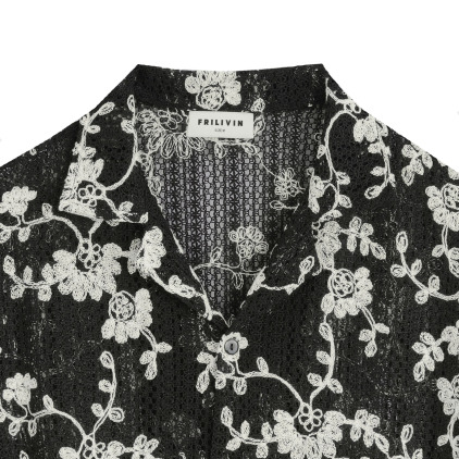 Chemisette Broderie Florale Noire Frilivin