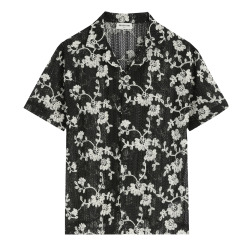 Frilivin Floral Embroidery Shirt - Black