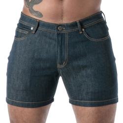 TOF Paris Raw Denim Backless Shorts - Blue