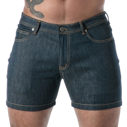 TOF Paris Raw Denim Backless Shorts - Blue