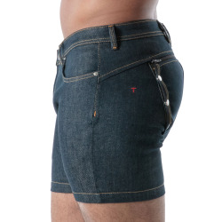 TOF Paris Raw Denim Backless Shorts - Blue