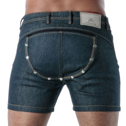 TOF Paris Raw Denim Backless Shorts - Blue