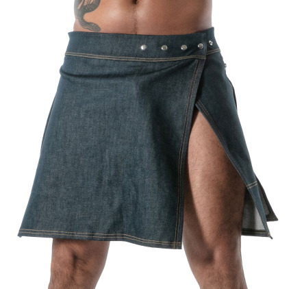 TOF Paris Raw Denim Zip Skirt - Blue