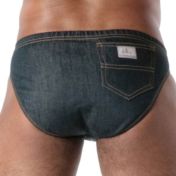 Slip Bikini Zippé Denim Brut Bleu TOF Paris