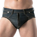 Slip Zippé Denim Brut Bleu TOF Paris