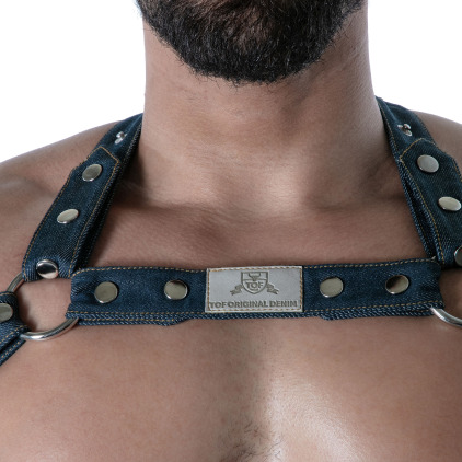 TOF Paris Raw Denim Bulldog Harness - Blue