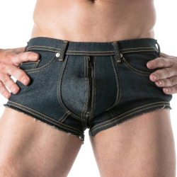 Boxer Zippé Denim Brut Bleu TOF Paris