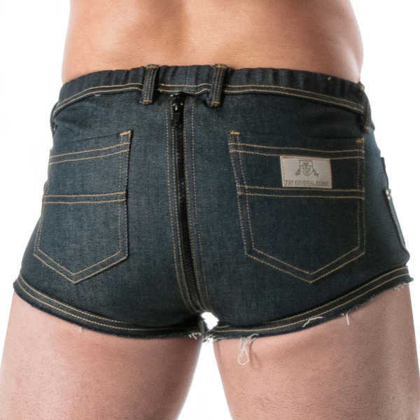TOF Paris Raw Denim Full Zip Trunks - Blue