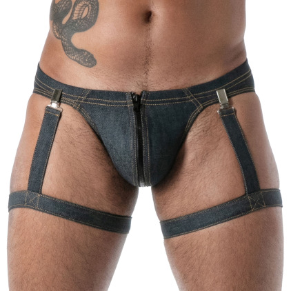 TOF Paris Raw Denim Leg Harness - Blue