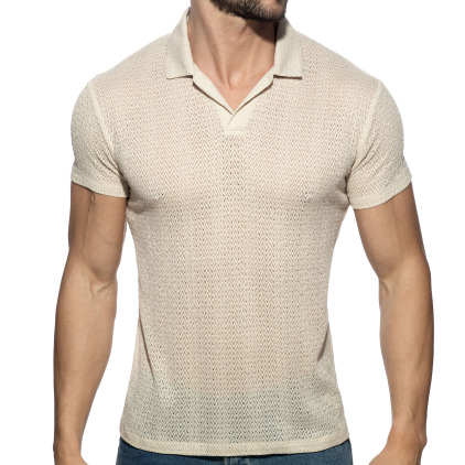 Addicted Chevron Polo Shirt - Beige