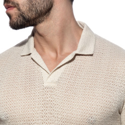 Addicted Chevron Polo Shirt - Beige