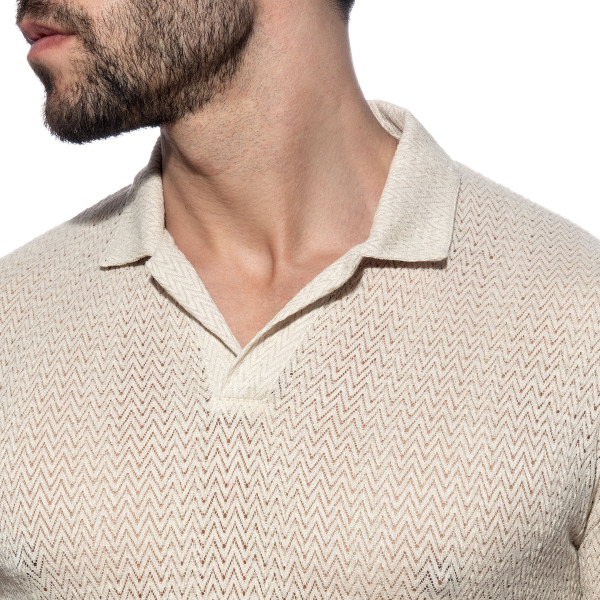 Addicted Chevron Polo Shirt - Beige