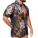 Alpha Charlie Floral Lace Shirt - Black - Purple