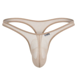 CandyMan Invisible Mesh Thong - Beige