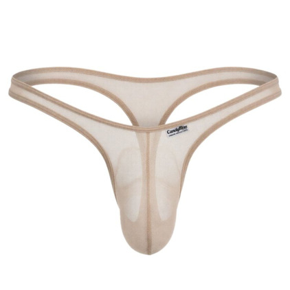CandyMan Invisible Mesh Thong - Beige