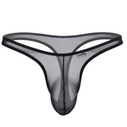 CandyMan Invisible Mesh Thong - Black