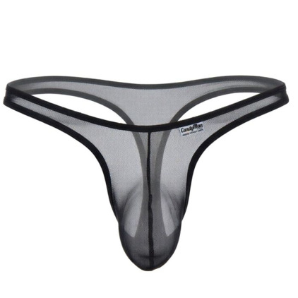 CandyMan Invisible Mesh Thong - Black