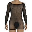 CandyMan Long-Sleeve Fishnet Bodysuit - Black