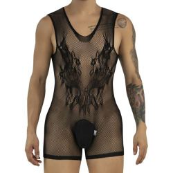 CandyMan Tatoo Sleeveless Fishnet Bodysuit - Black