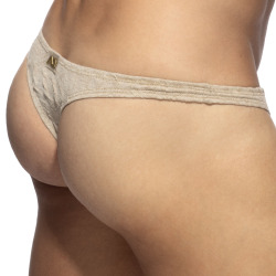 Addicted Mock Ribs Thong - Beige